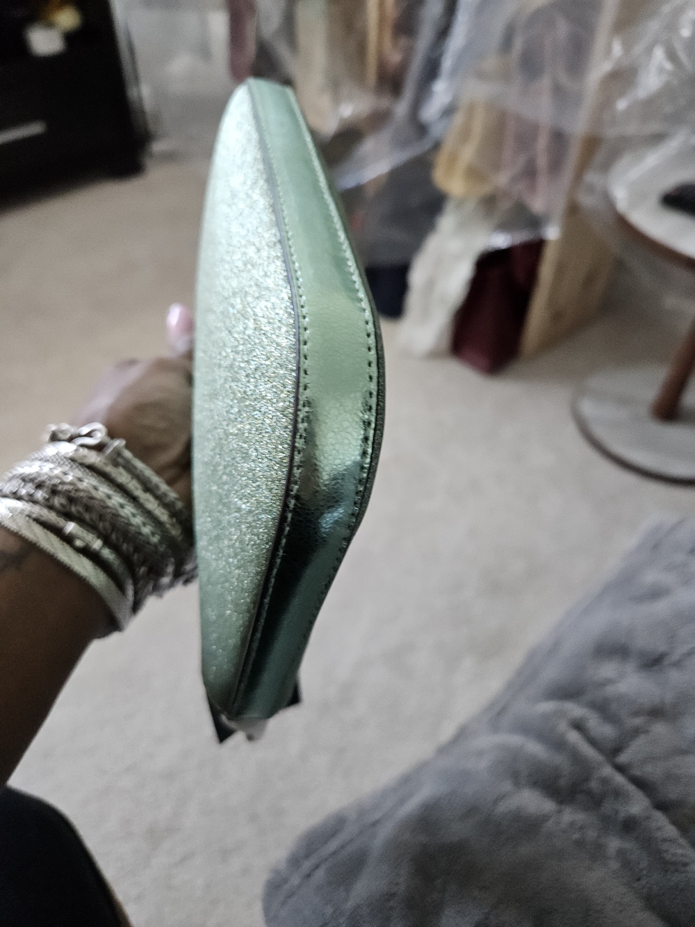 Kate Spade Green Glitter Chain Shoulder Bag - Picture 9 of 12